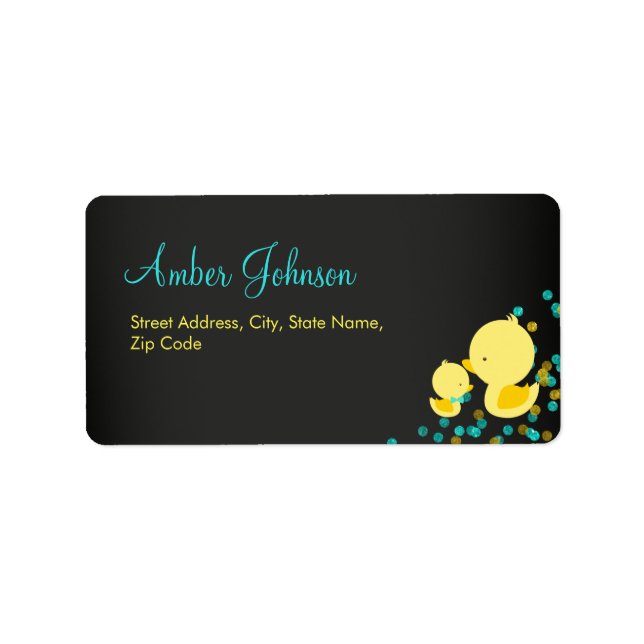 Chalkboard Rubber Duck Baby Shower Address Label (Front)