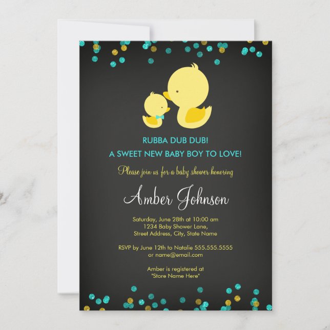 Chalkboard Rubber Duck Baby Shower Invitation (Front)