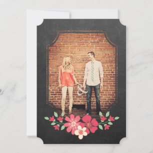 Chalkboard Rustic Floral Save the Date Typography Invitation