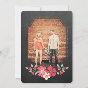 Chalkboard Rustic Floral Save the Date Typography Invitation