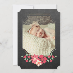 Chalkboard Rustic Floral Typography Sip N See Invitation