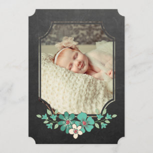 Chalkboard Rustic Floral Typography Sip N See Invitation