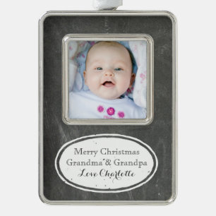 Chalkboard Rustic Grandparents Christmas Ornament