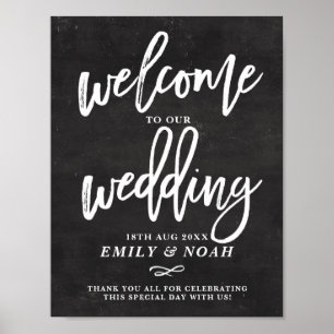 Chalkboard Rustic Hand Lettering Wedding Welcome Poster