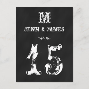 Chalkboard Rustic Wedding Table Number Card