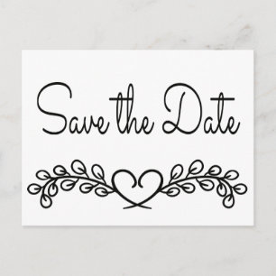 Chalkboard Save the Date Black Wedding Love Hearts Announcement Postcard