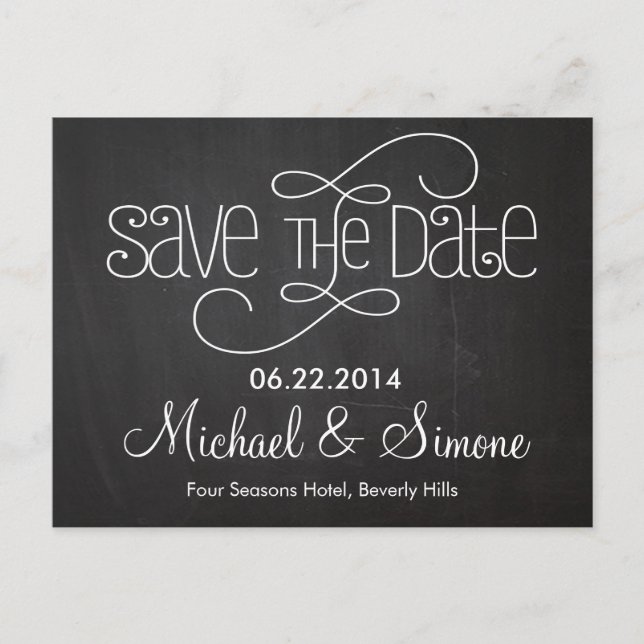 Chalkboard Save The Date Postcard (Front)