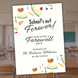 Chalkboard School Farewell Retired Teacher Party Invitation