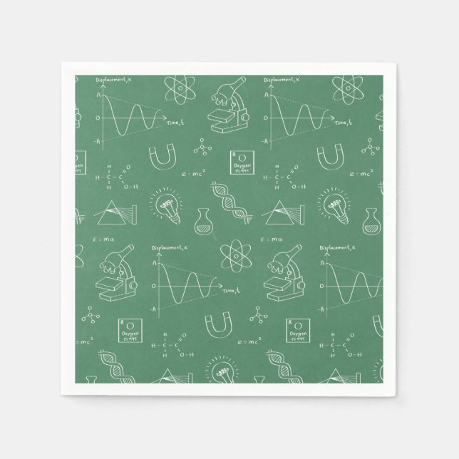 Chalkboard Science Pattern Birthday Party Supplies Napkin (Front)