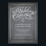 Chalkboard Script White Wedding Invitation<br><div class="desc">Sophisticated charm. This Chalkboard Script invitation sets the tone for a nostalgic yet modern wedding. Vintage chalk typography in White creates the perfect POP against an on-trend chalkboard background. Matching Save-the-Date and Response card are also available. Add an Envelopments wedding stamp from our extensive postage collection to match perfectly with...</div>