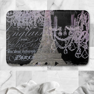 chalkboard scripts chandelier paris eiffel tower bath mat