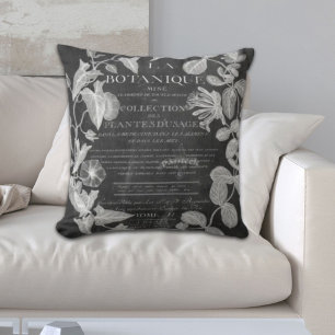 chalkboard scripts french botanical art ivy leaves cushion