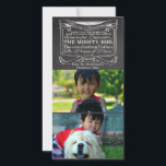 Chalkboard Scripture Christian Christmas 2 Pic Holiday Card<br><div class="desc">Two of your favourite family pictures, with unique black board and white chalk effect and an inspiring Christmas Bible Passage. Personalise this Christmas Bible Verse item with Passage Scripture from Isaiah 9:6... unto us a Son is given: and his name shall be called Wonderful, Counsellor, THE MIGHTY GOD, The everlasting...</div>