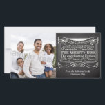 Chalkboard Scripture Christmas Holiday Card<br><div class="desc">Personalise this Christmas Bible Verse item with Passage Scripture from Isaiah 9:6... unto us a Son is given: and his name shall be called Wonderful, Counsellor, THE MIGHTY GOD, The everlasting Father, The Prince of Peace. ~Isaiah 9:6 Dark grey and black chalkboard with white text graphic makes a lovely casual...</div>