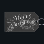 chalkboard Scroll Font Merry Christmas Gift Tags<br><div class="desc">Christmas Chalkboard gift tags with white fancy Scroll Font Merry Christmas .. personalise with your own  text from Ricaso</div>