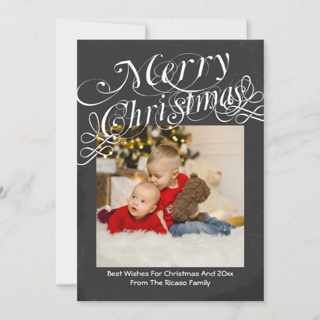 Chalkboard Scroll Font Merry Christmas Template (Front)