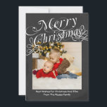 Chalkboard Scroll Font Merry Christmas Template<br><div class="desc">Great flat greetings card for Christmas Chalkboard and white fancy Scroll Font Merry Christmas Template  ..  X-Mas / holiday flat cards for you to personalize with your own photo and text .. from Ricaso
 other colors available in store 
 CHANGE THE SAMPLE PHOTO TO ONE OF YOUR OWN</div>