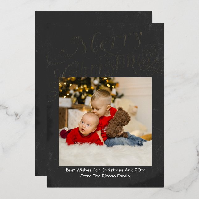 Chalkboard Scroll Font Merry Christmas Template (Front/Back)