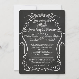 Chalkboard Scroll Typography n Calligraphy Couples Invitation