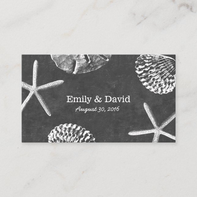 Chalkboard Seashells Beach Wedding Website Insert (Front)