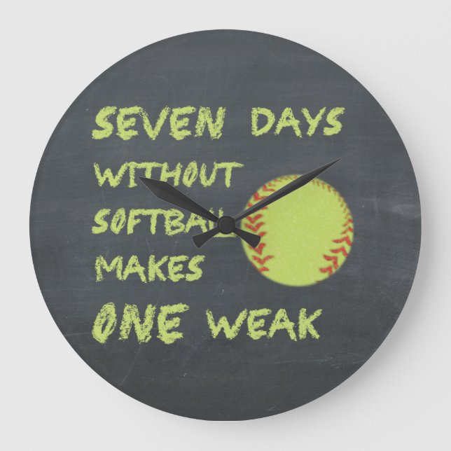 Chalkboard Seven Days Without Softball Large Clock (Front)
