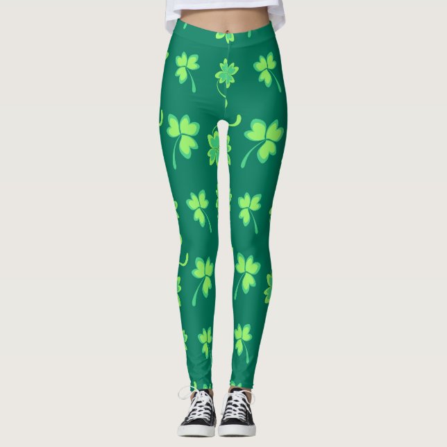  Chalkboard Shamrock St. Patrick's Day Leggings (Front)