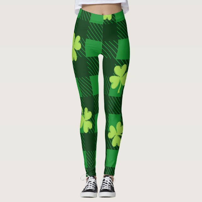  Chalkboard Shamrock St. Patrick's Day Leggings (Front)