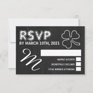 Chalkboard Shamrock, St Patrick's Day Party RSVP Card