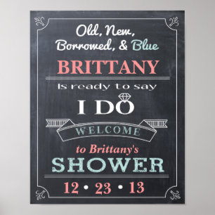 Chalkboard Shower Sign Welcome Poster