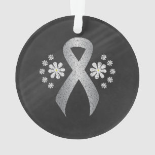 Chalkboard Silver Awareness Ribbon Ornament