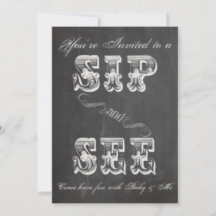 Chalkboard Sip and See Baby Shower Invite