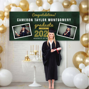 Chalkboard Sketch 2025 Two Photo Graduation Party Banner