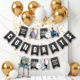 Chalkboard Sketch Class Of 2026 Photo Grad Party Bunting