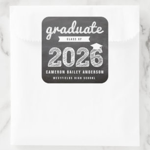 Chalkboard Sketch Graduate Class Of 2026 Grad Square Sticker