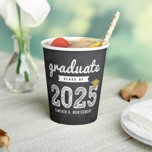 Chalkboard Sketch Graduation Party Class Of 2023 Paper Cups (Insitu)