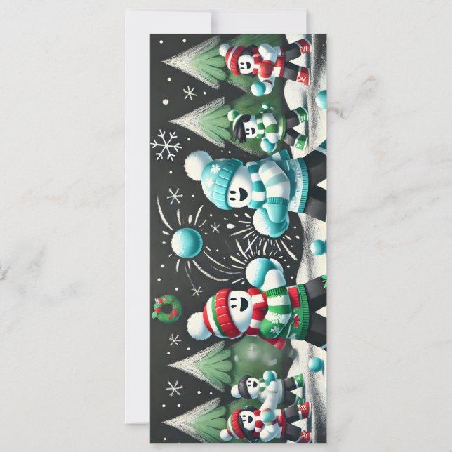Chalkboard Snowball Fight Christmas Card For Boys (Front)