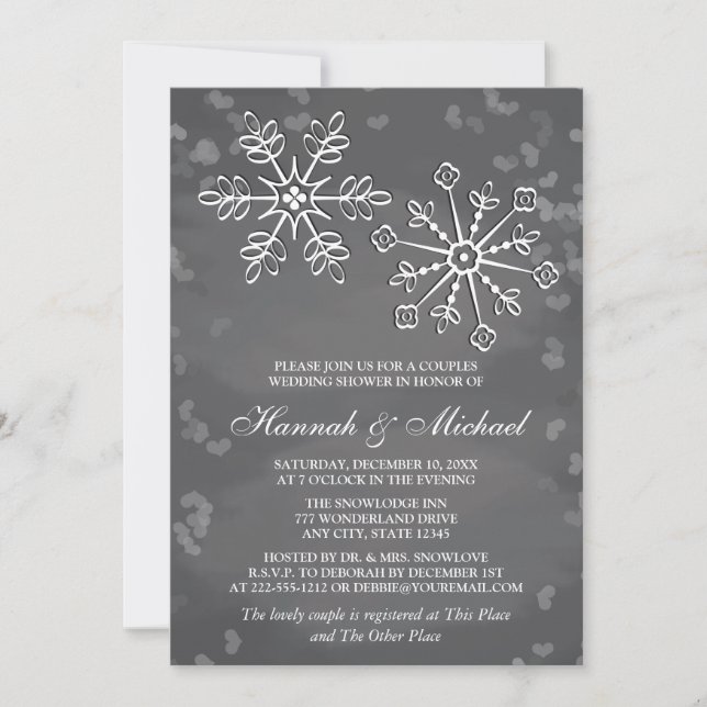 CHALKBOARD SNOWFLAKE COUPLES WEDDING SHOWER INVITATION (Front)