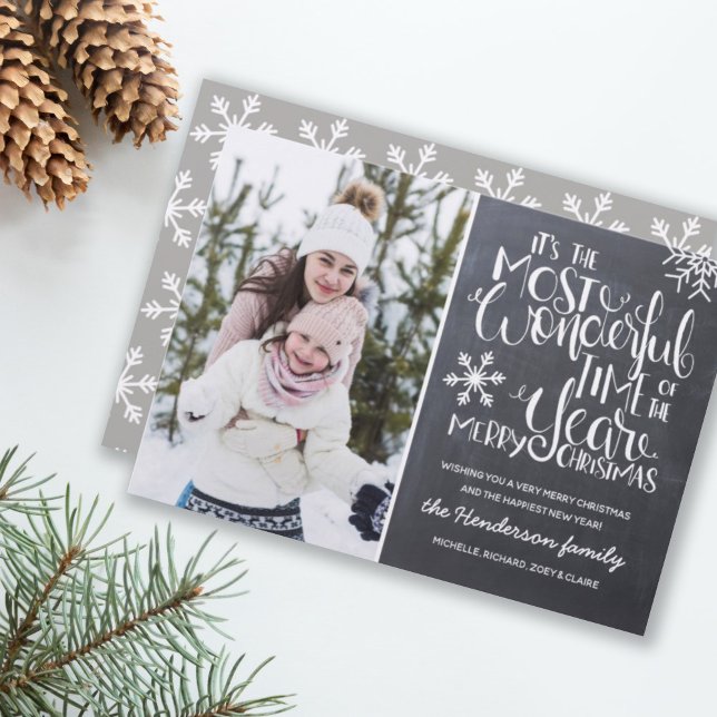Chalkboard Snowflake Merry Christmas Photo | Holiday Card (Creator Uploaded)