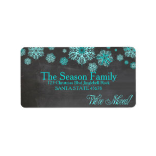 Chalkboard snowflake "we've moved" Christmas label