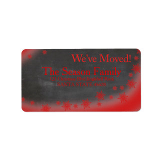 Chalkboard snowflake "we've moved" Christmas label