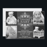 Chalkboard Snowflake Winter Multiple Photo Card<br><div class="desc">© Socialite Designs. Announce the birth or your new baby with this elegant calligraphy / script banner and four (4) photo chalkboard-look card. Replace the template photos with your own. This 4-photo birth announcement card makes a beautiful keepsake for your family and friends. If you require help with customizing, please...</div>