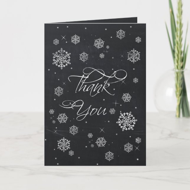 Chalkboard snowflakes Bridal Shower Thank You Card (Front)