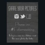 Chalkboard Social Media Wedding Photo Hashtag Sign<br><div class="desc">Frame and display at your wedding so everyone can share photos from your celebration. Not just instagram but facebook and twitter too.</div>