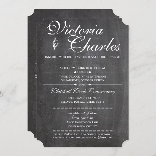Chalkboard Space for Hand Written Guest Name Invitation (Front/Back)