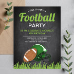 Chalkboard Sports Kids Football Birthday Party Invitation Postcard<br><div class="desc">Amaze your guests with this cool football theme birthday party invite featuring an american football and a sports helmet with modern typography against a chalkboard background. Simply add your event details on this easy-to-use template to make it a one-of-a-kind invitation.</div>