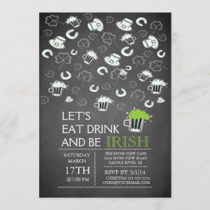 Chalkboard St Patrick's Day Party Invitation