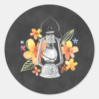 Chalkboard Sticker with Yellow Flowers and Lantern