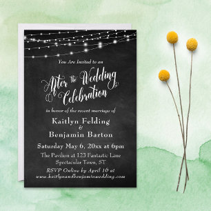 Chalkboard String Lights After Wedding Celebration Invitation