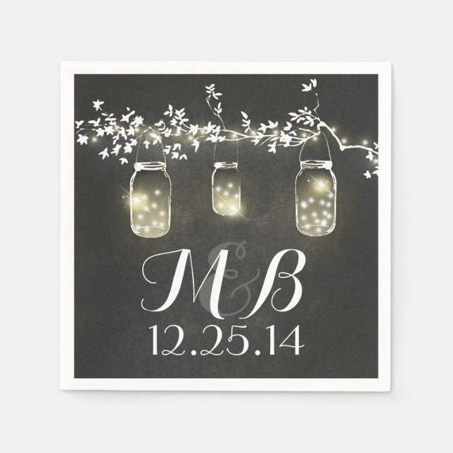 chalkboard string lights and mason jars napkin (Front)