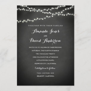 Chalkboard String Lights Wedding Invitation